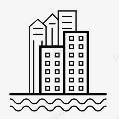 建筑与城市城市建筑湖泊河流图标