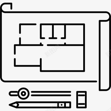 制作图纸蓝图指南针图纸图标