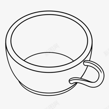 茶杯轮廓炊具餐具图标