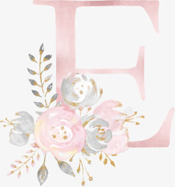 文艺唯美手绘水彩英文字母数字装饰花卉时尚女性PS素材