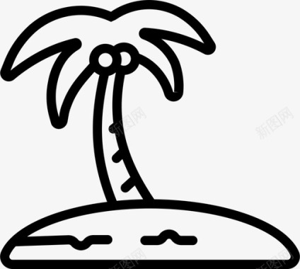 棕榈树海滩度假图标