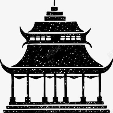 中国宝塔建筑宫殿图标
