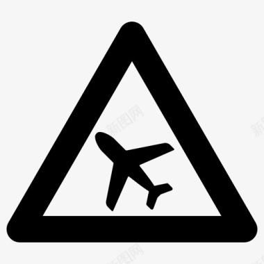 低空飞行飞机标志道路标志图标