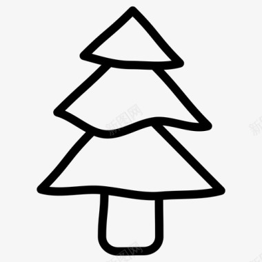 松树圣诞树手绘图标