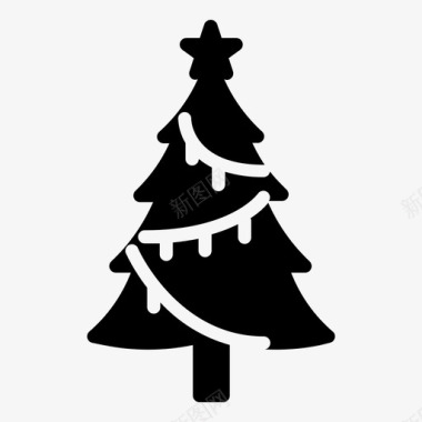 圣诞树灯星星图标