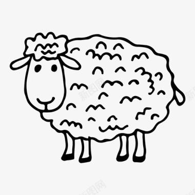 相框素描绵羊动物手绘图标