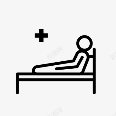 住院男子入院卧床休息图标