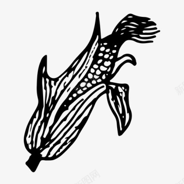 相框素描玉米食品手绘图标