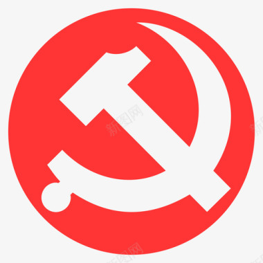 圆红花纹红圆党徽图标