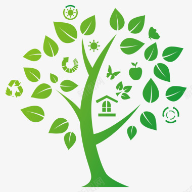 绿色环保图标绿色树木绿色环保图标图标