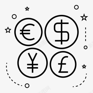 火焰欧元图标硬币美元欧元图标