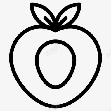 桃子一半新鲜水果图标