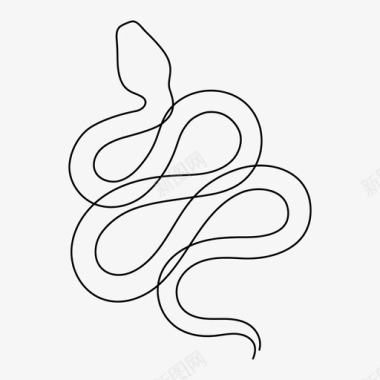 单线蛇动物单线图标