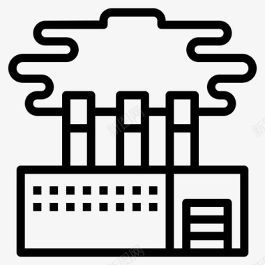 蓝紫色烟雾工业污染工厂图标