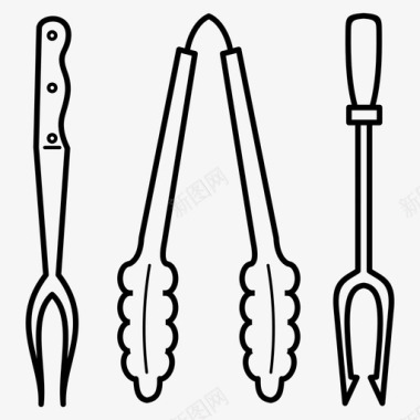 自助烧烤烧烤工具烧烤切肉图标