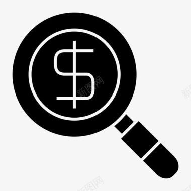 梦想基金硬币美元放大镜图标