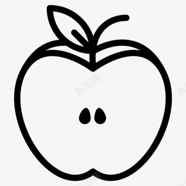 苹果一半新鲜水果图标