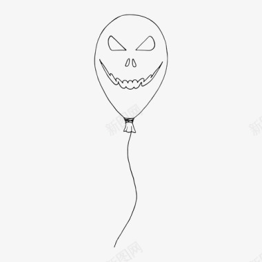 万圣节气球涂鸦恐怖图标