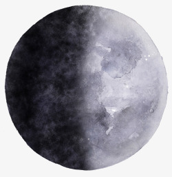 手绘水彩月球月牙月亮中秋月相变化PS设计素材