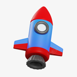 3D卡通立体火箭图素材