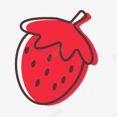 手绘草莓底纹草莓图标
