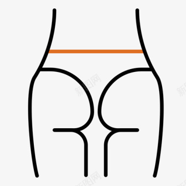 矢量健身屁股臀部美臀buttocks图标