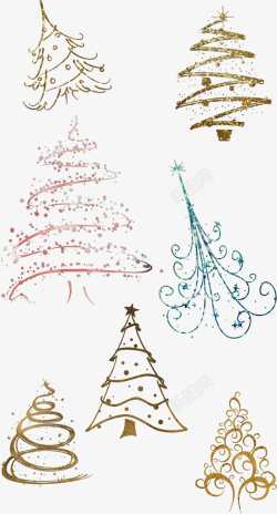 烫金装饰圣诞树烫金圣诞快乐高清图片