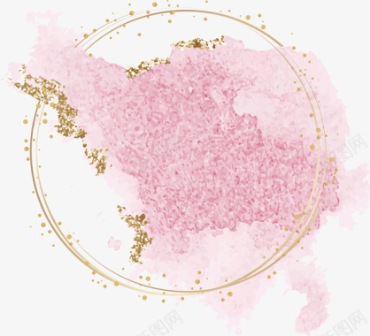 粉色水彩水彩金粉标题框图标