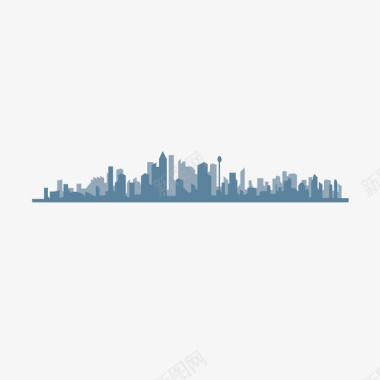 城市建筑剪影蓝色现代城市图标