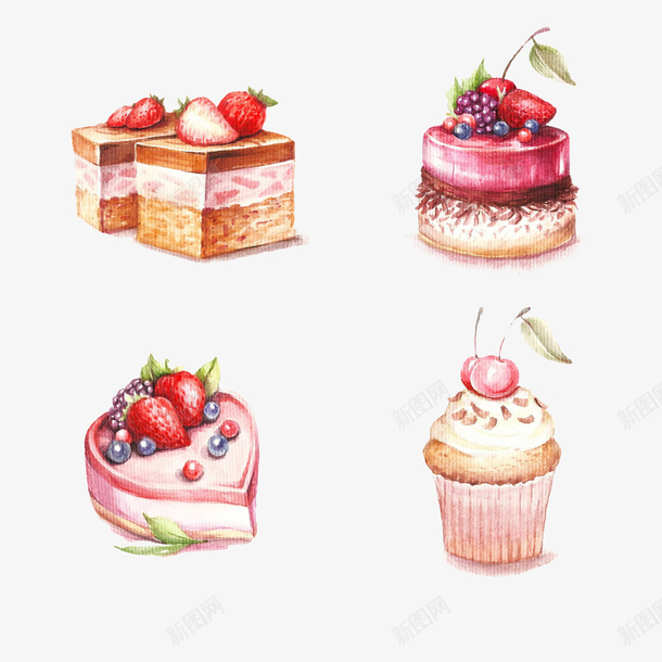 水彩插画蛋糕png免抠素材_88icon https://88icon.com 水彩 插画 蛋糕 食物