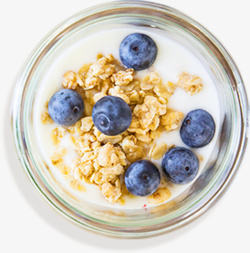 蓝莓酸奶早餐坚果水果牛奶高清图片
