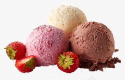 草莓水果三色冰激凌素材