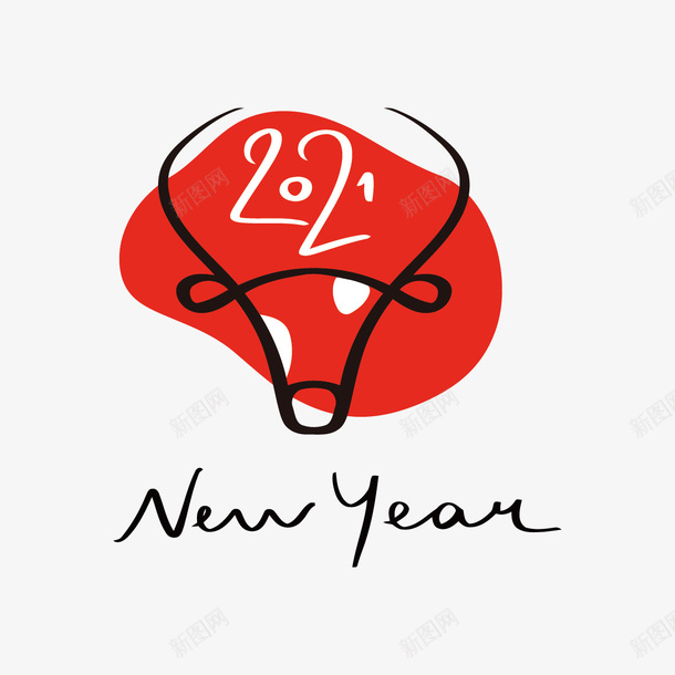 牛头2021ai免抠素材_88icon https://88icon.com 2021 元素 数字 春节 牛头像 红牛头