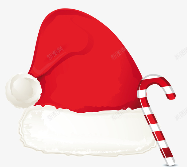 圣诞节帽子和拐杖png免抠素材_88icon https://88icon.com 圣诞节 圣诞元素 圣诞拐杖 圣诞素材
