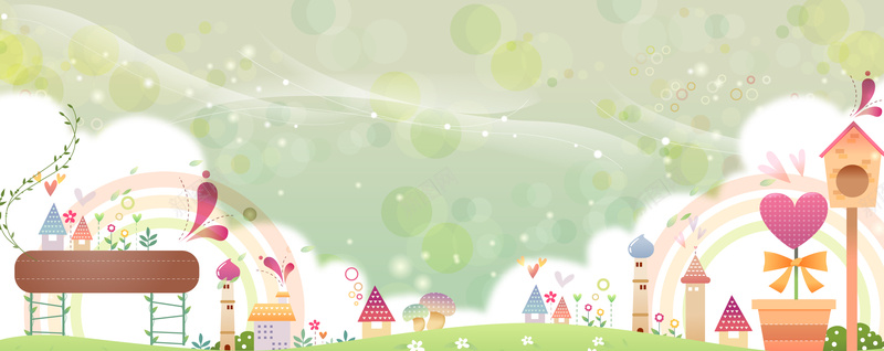 卡通元素可爱横幅背景童画矢量60ai设计背景_88icon https://88icon.com 插画 卡通元素 童画 花朵