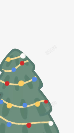 挂着铃铛的圣诞树卡通手绘素材