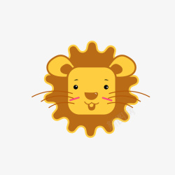 黄色狮子设计黄色可爱卡通狮子头高清图片