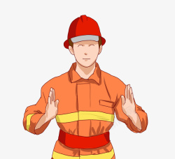 Q版民族人物卡通消防官兵高清图片