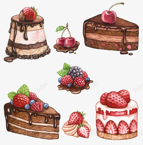 手绘樱桃巧克力蛋糕png免抠素材_88icon https://88icon.com 图案 女孩 巧克力 草莓 蛋糕 食物