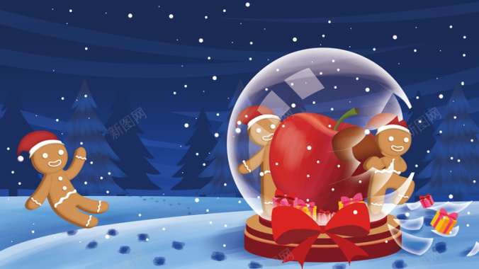 手绘圣诞节背景图水晶球元素图背景