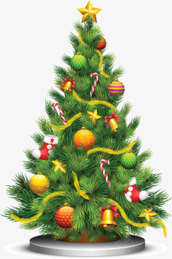 挂礼物的树有底座挂礼物圣诞树高清图片