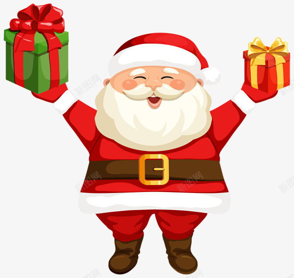开心圣诞老人双手拿礼盒png免抠素材_88icon https://88icon.com 圣诞老人 圣诞元素 圣诞节 圣诞礼物