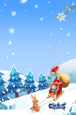 圣诞卡通背景图雪花装饰元素图背景