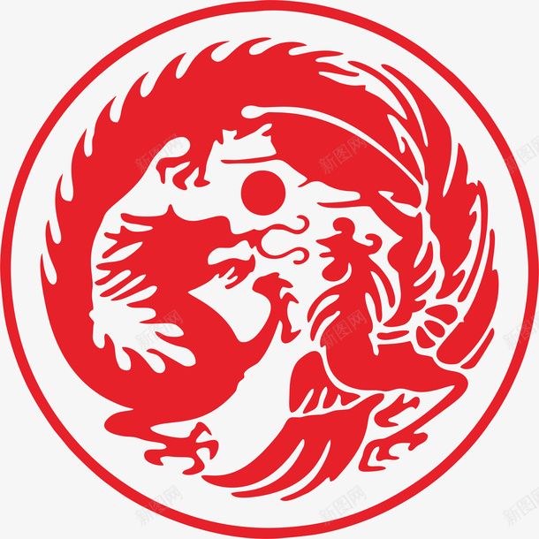 龙凤呈祥圆形剪影图案png免抠素材_88icon https://88icon.com 龙 凤 中国元素 龙凤呈祥