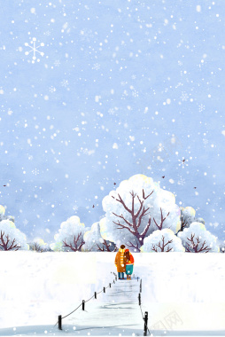 冬季雪景插画背景