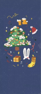 手绘圣诞树装饰品背景背景