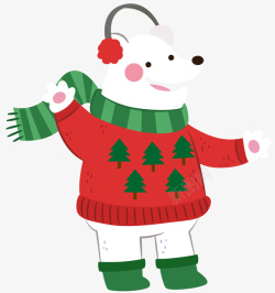 卡通小白熊圣诞装饰元素毛衣白熊森林动物卡通矢量高清图片