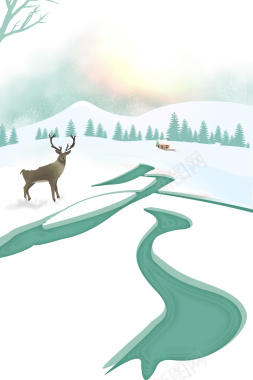 冬天背景图小鹿元素背景
