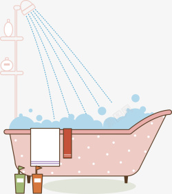 浴室粉色浴缸素材