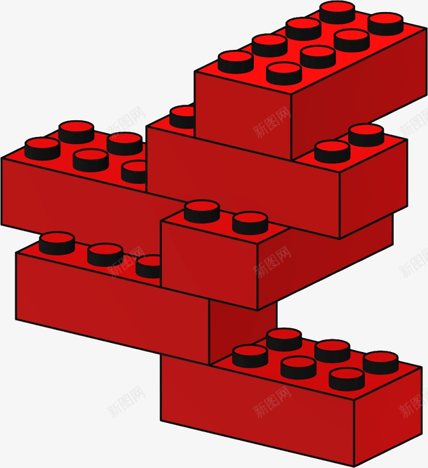 红色积木组装素材png免抠素材_88icon https://88icon.com 积木 积木玩具 塑料积木 组装积木 积木块